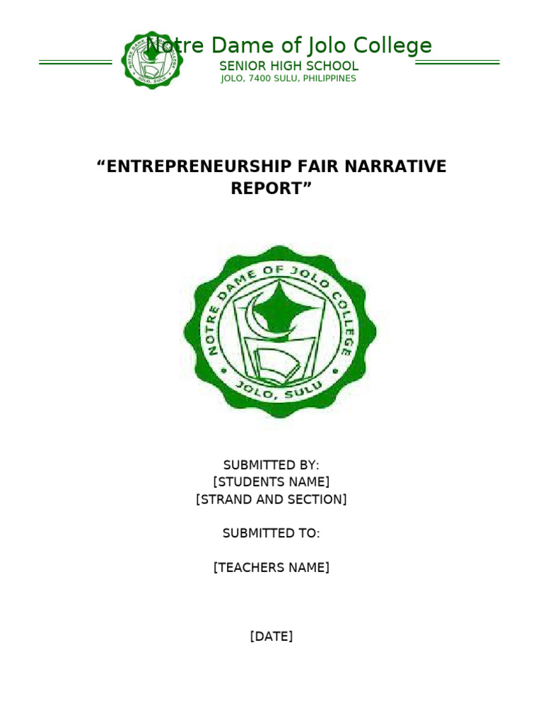 Entrepreneurship Fair Narrative Report Format-1 | PDF ...