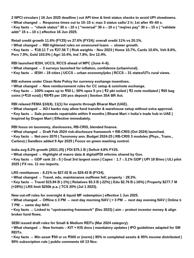 NPCI Circulars & RBI Updates Summary | PDF | Reserve Bank Of India | Banks