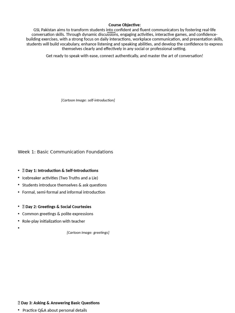 Conversational Skills Course Outline | PDF | Conversation | Job Interview