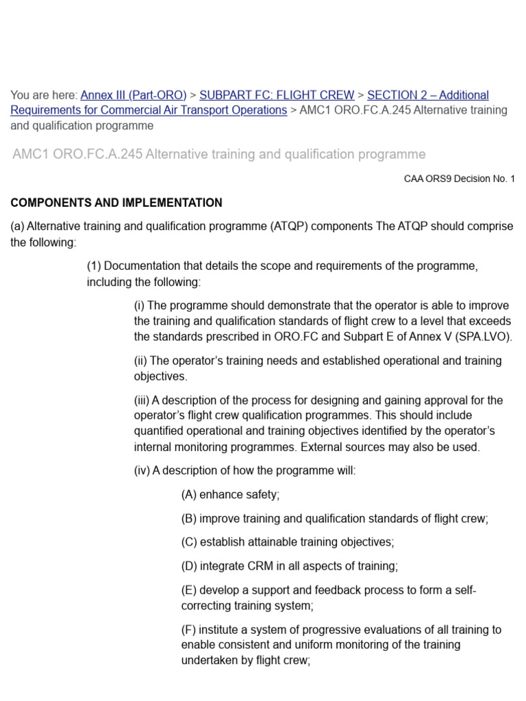 AMC1 ORO - Fc.a.245 Alternative Training 1 | PDF | Safety | Audit