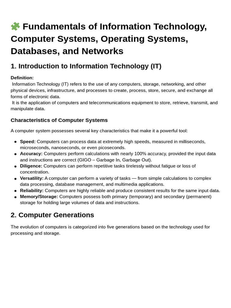 IT Fundamentals: Systems, OS, Databases, Networks | PDF | World Wide ...