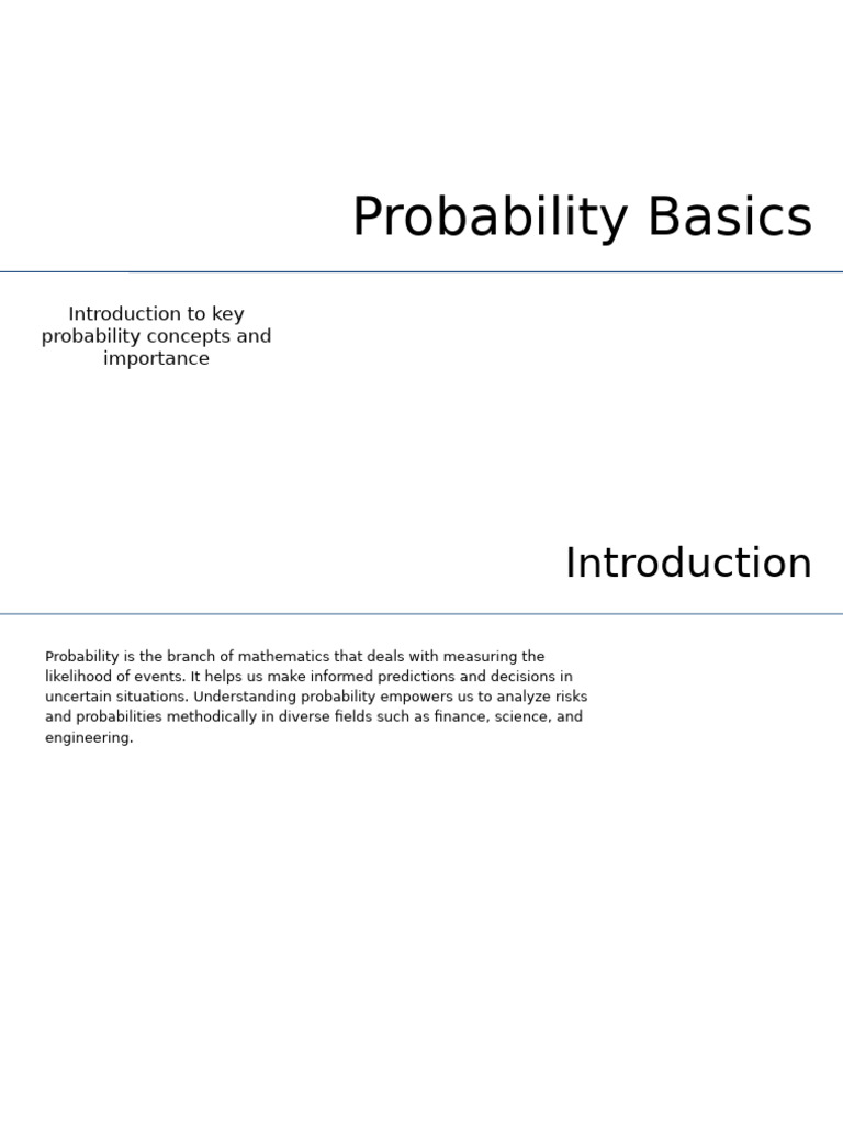 Understanding Probability Concepts | PDF | Probability | Risk