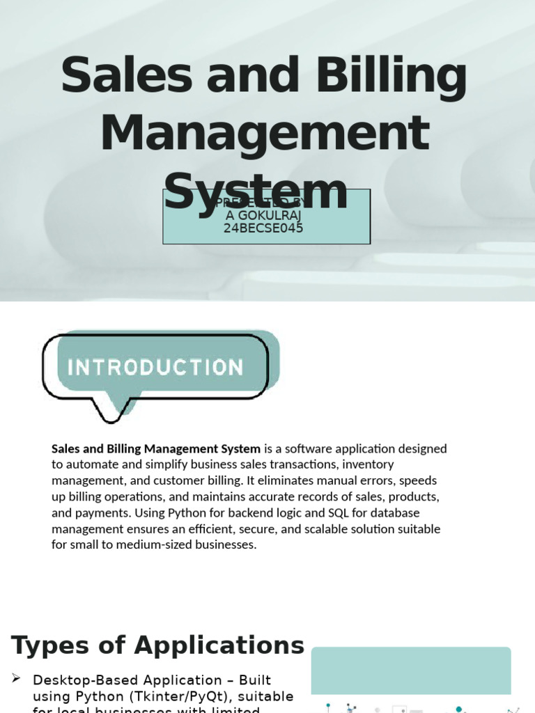 Sales and Billing Management System | PDF | Databases | Cloud Computing