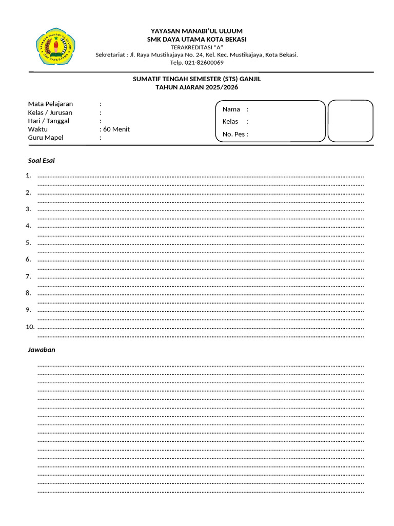 Format Naskah Soal | PDF