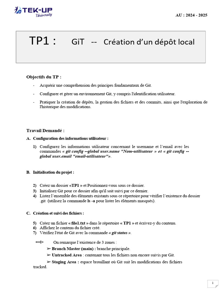 Guide pratique Git : Configuration et Commits | PDF | Fichier texte ...