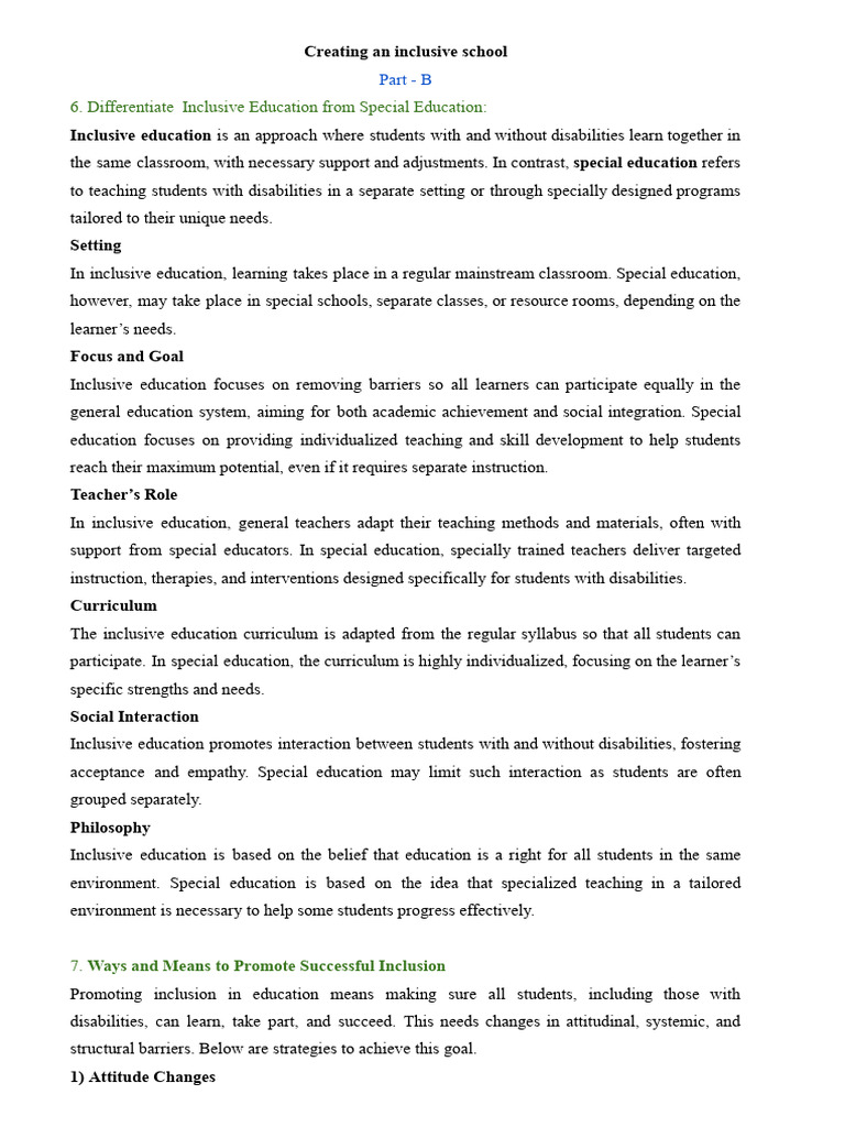 Creating An Inclusive School | PDF | Inclusion (Education) | Special ...