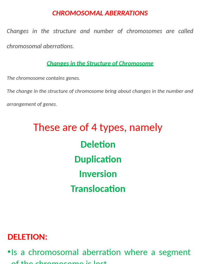 Understanding Chromosomal Aberrations | PDF | Ploidy | Deletion (Genetics)
