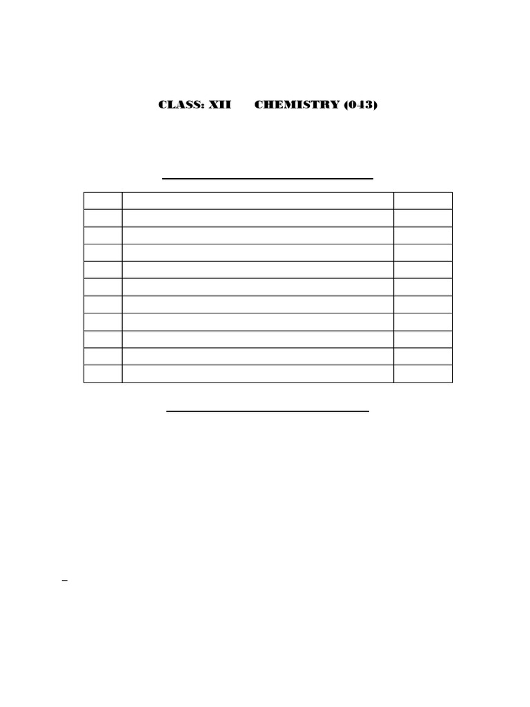 Pb1 CL Xii 2025-26 Chemistry Blueprint Syllabus | PDF