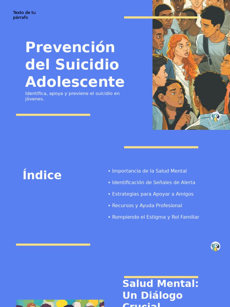 Prevención del Suicidio en Adolescentes | PDF | Salud mental | Terapia ...