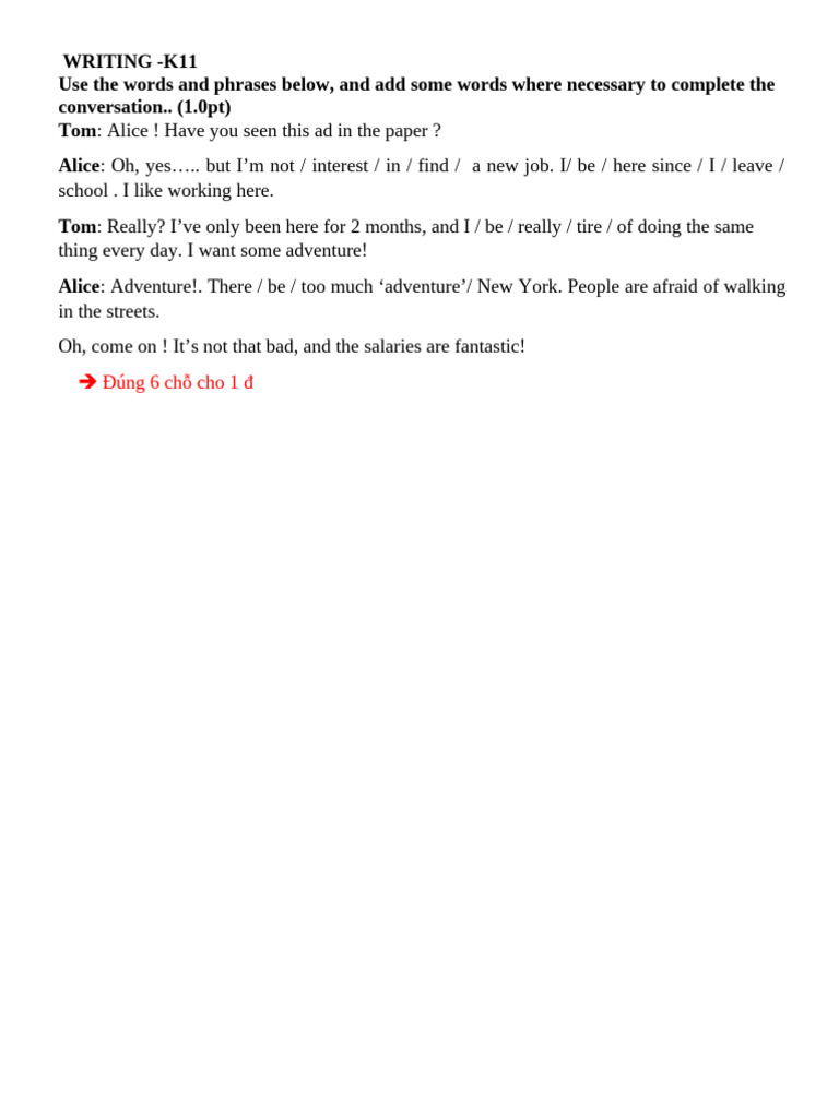 Complete the Conversation Exercise | PDF
