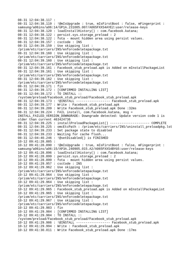 Facebook Stub Preload Install Log | PDF | Computing | Software