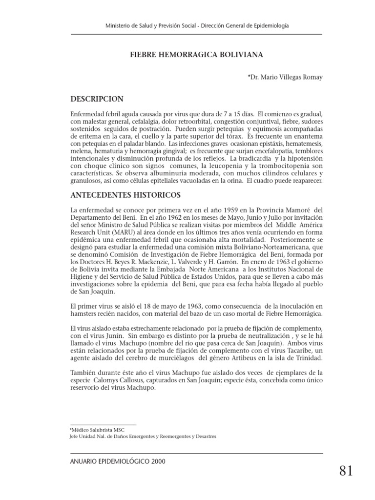 Fiebre Hemorragica Machupo | PDF | Epidemiología | Virus