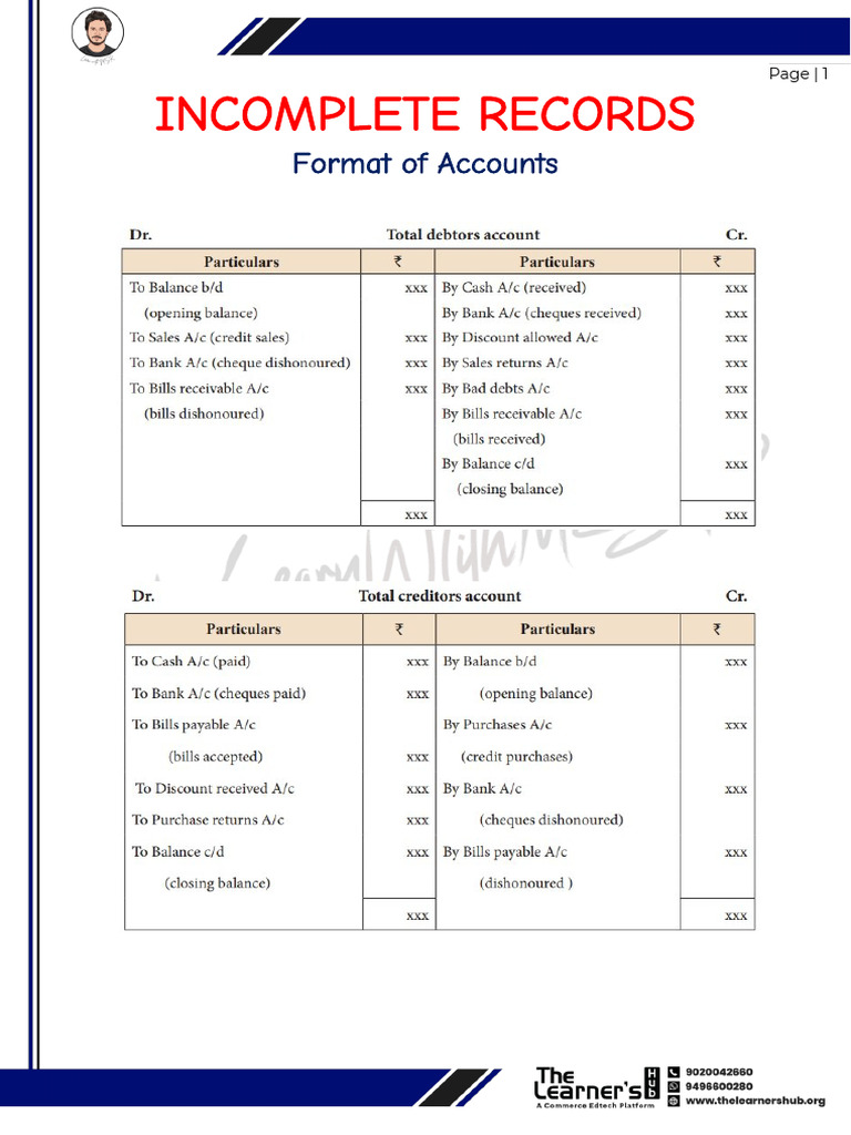 Incomeplete Records Format | PDF