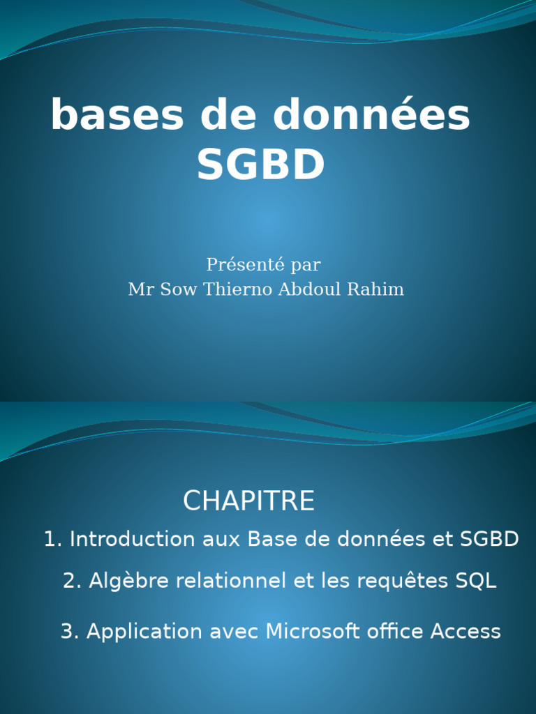 Introduction aux Bases de Données et SGBD | PDF | Bases de données ...