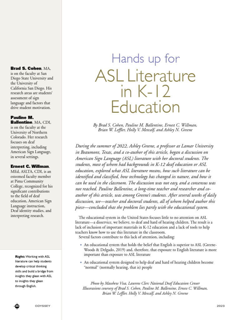 Promoting ASL Literature in K-12 Education | PDF | American Sign ...
