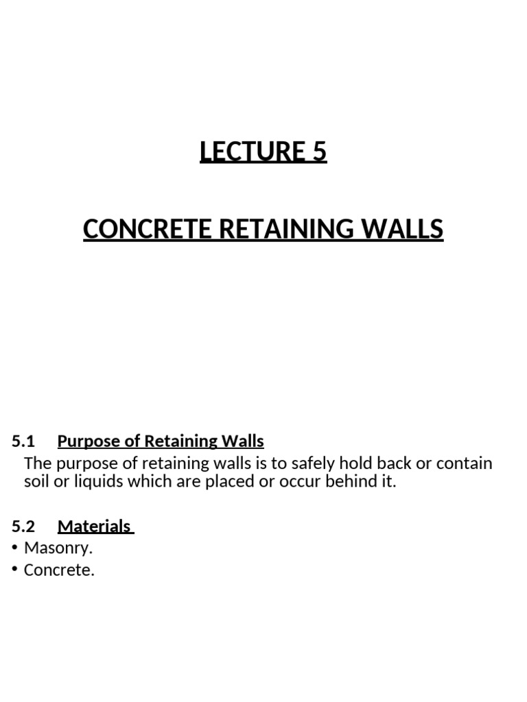 Concrete Retaining Walls Overview | PDF | Concrete | Materials