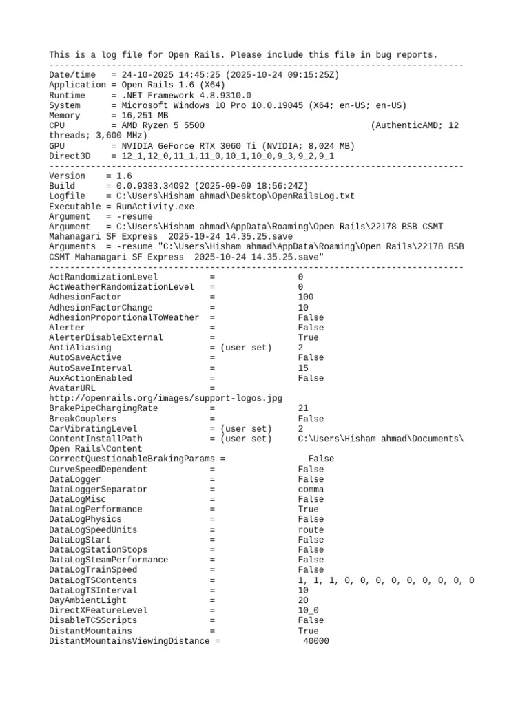 Open Rails Log File for Bug Reports | PDF | Graphics Processing Unit ...