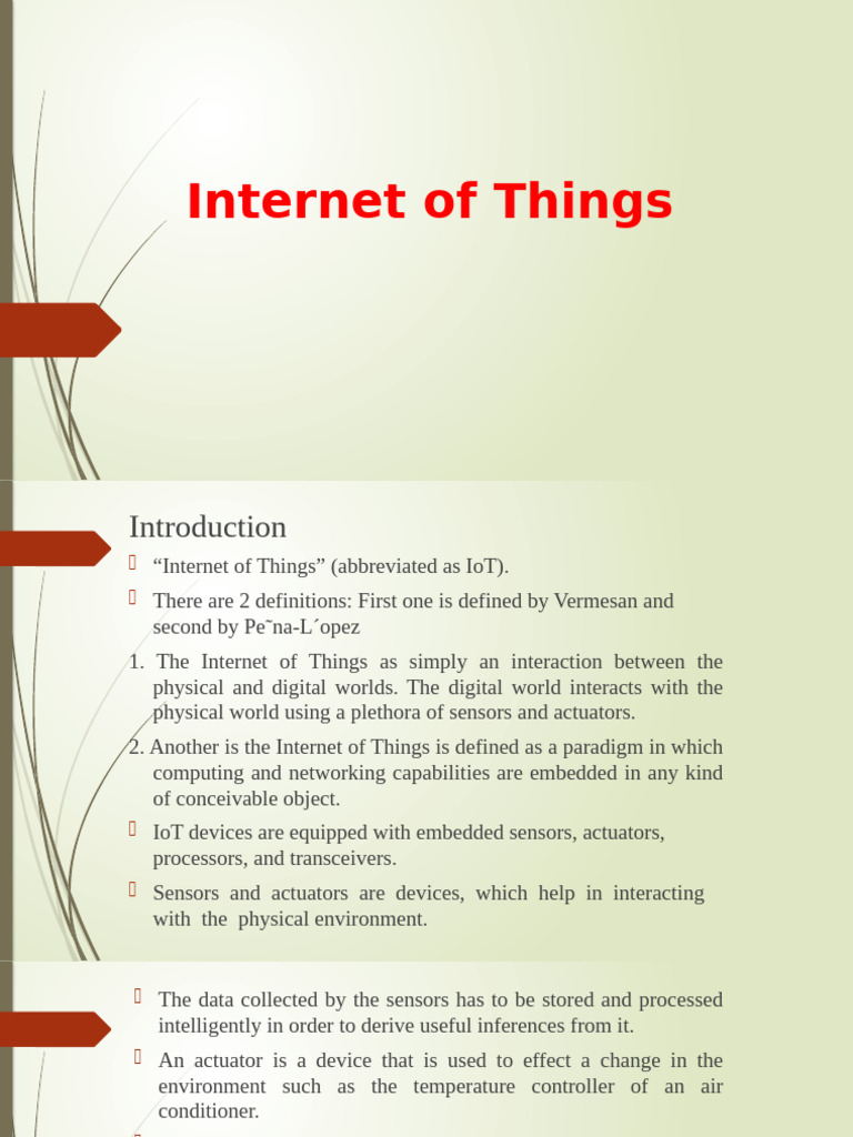Understanding Internet of Things (IoT) | PDF | Actuator | Transmission ...