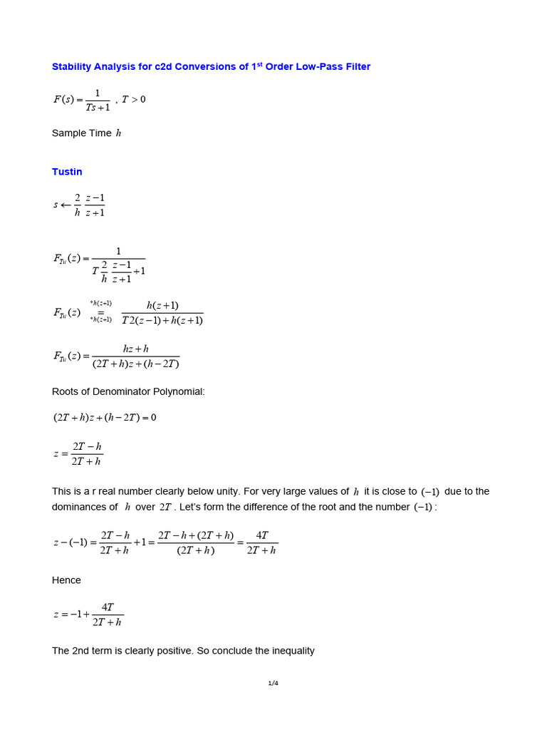 E06P10 Stability c2d Low Pass Filter | PDF | Zero Of A Function ...