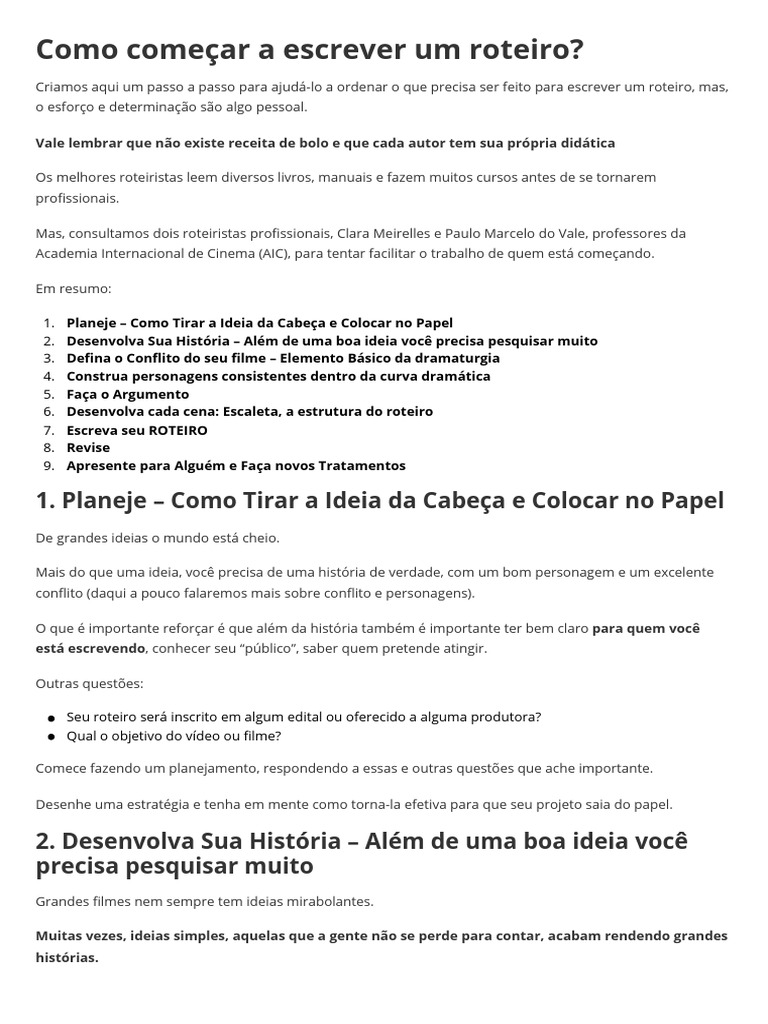 Guia Prático para Escrever Roteiros | PDF | Roteiro | Tempo