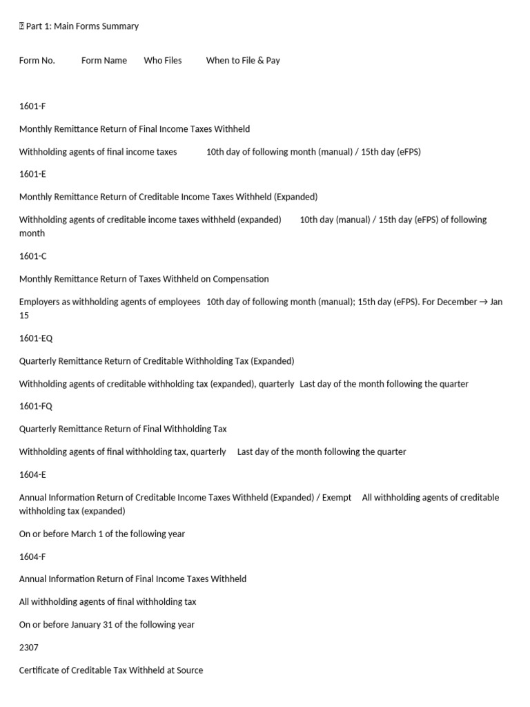Tax Withholding Forms and Deadlines Guide | PDF | Economies | Business