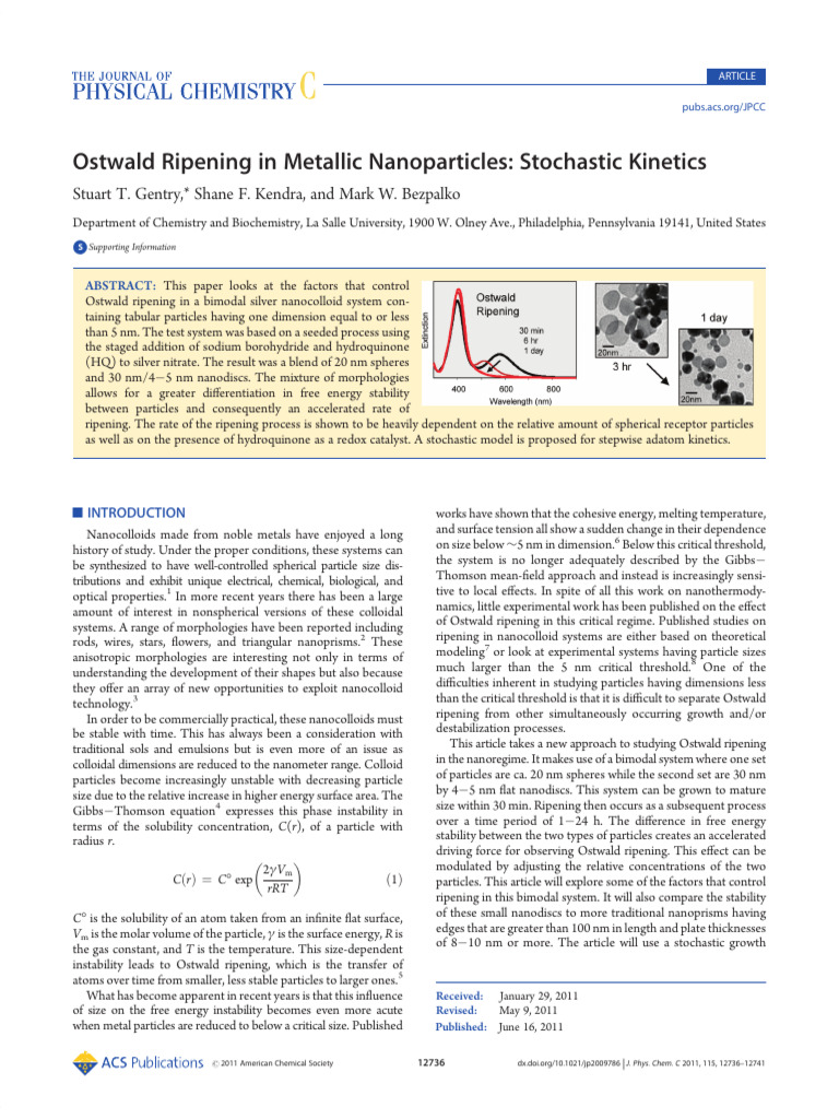 Ostwald Ripening in Metallic Nanoparticles | PDF | Colloid | Centrifugation