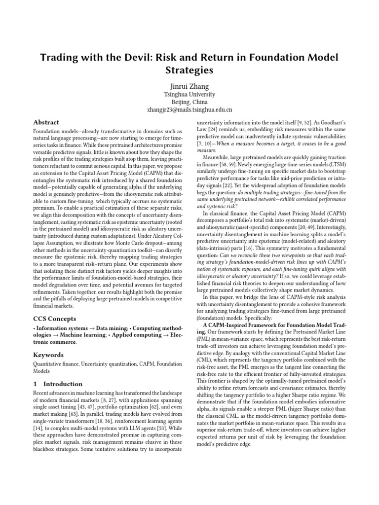 Trading With The Devil: Risk and Return in Foundation Model Strategies ...
