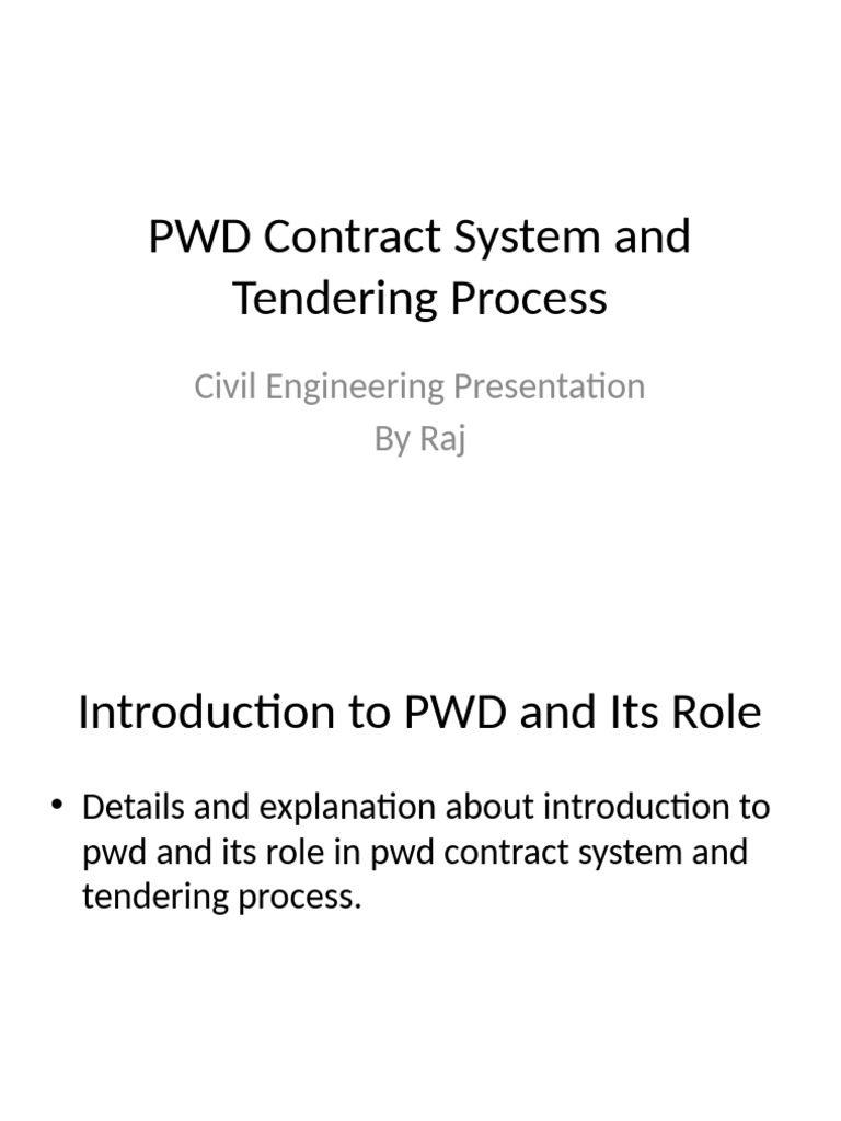 PWD Contract System and Tendering Process | PDF