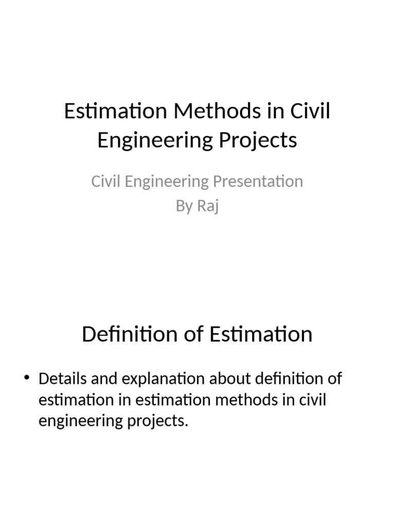 Estimation Methods in Civil Engineering Projects | PDF