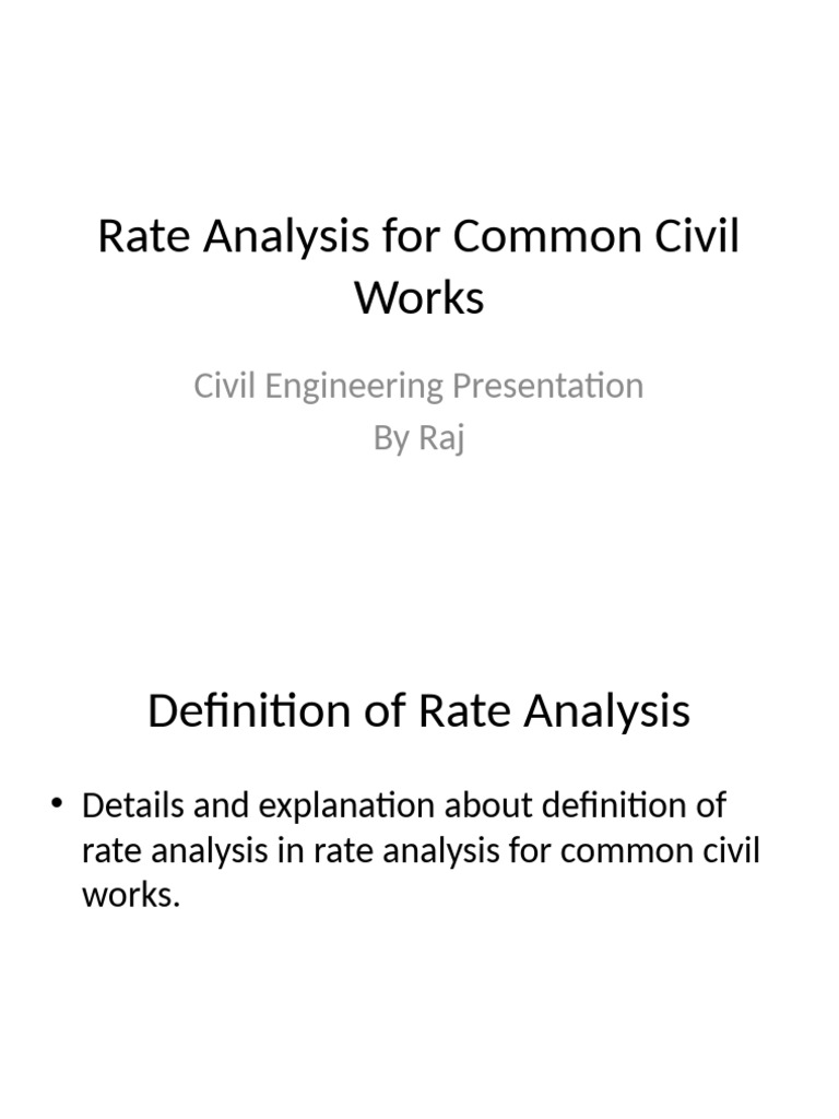 Rate Analysis in Civil Works Explained | PDF