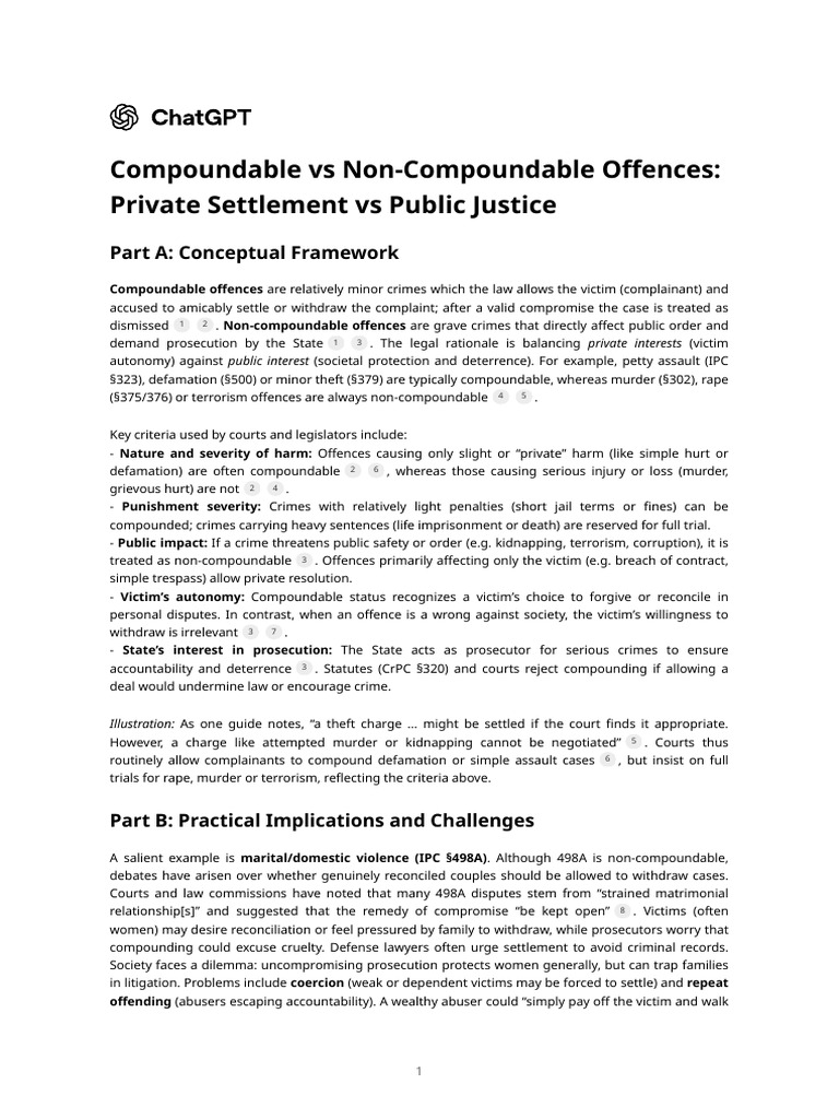 Compoundable vs Non-Compoundable Offences | PDF | Crimes | Crime & Violence