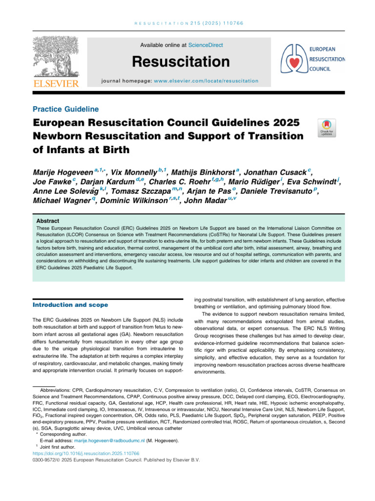ERC 2025 Neonatal Resuscitation Guidelines | PDF | Cardiopulmonary ...