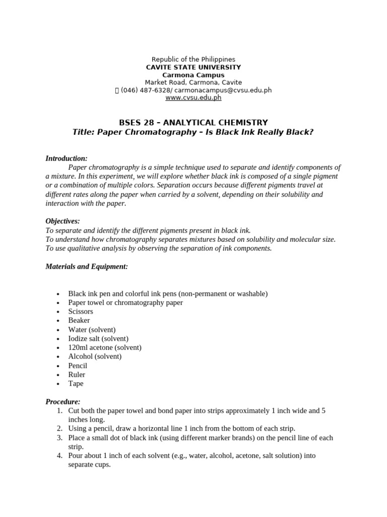 Camacho Bsesci2a Indvidual Lab Report | PDF | Chromatography | Solvent