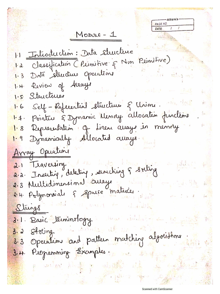 Data Structures Module 1 Notes | PDF