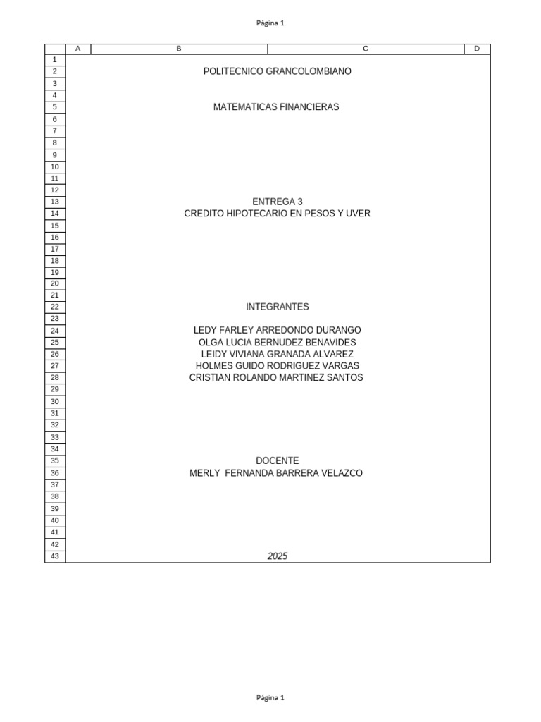 Entrega 3 Creědito Hipotecario en Pesos y Uvr | PDF | Hipotecas ...
