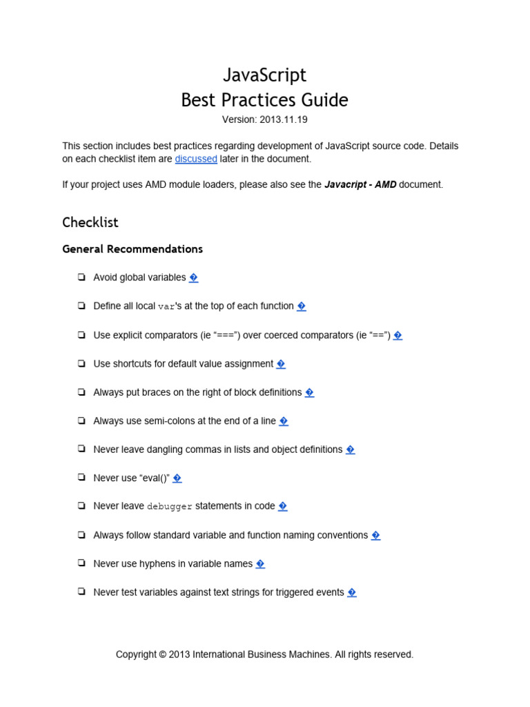 En - Javascript Best Practice | PDF | Java Script | Document Object Model
