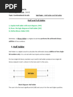 Half and Full Adder Circuit Design | PDF | Logic Gate | Electronic Design