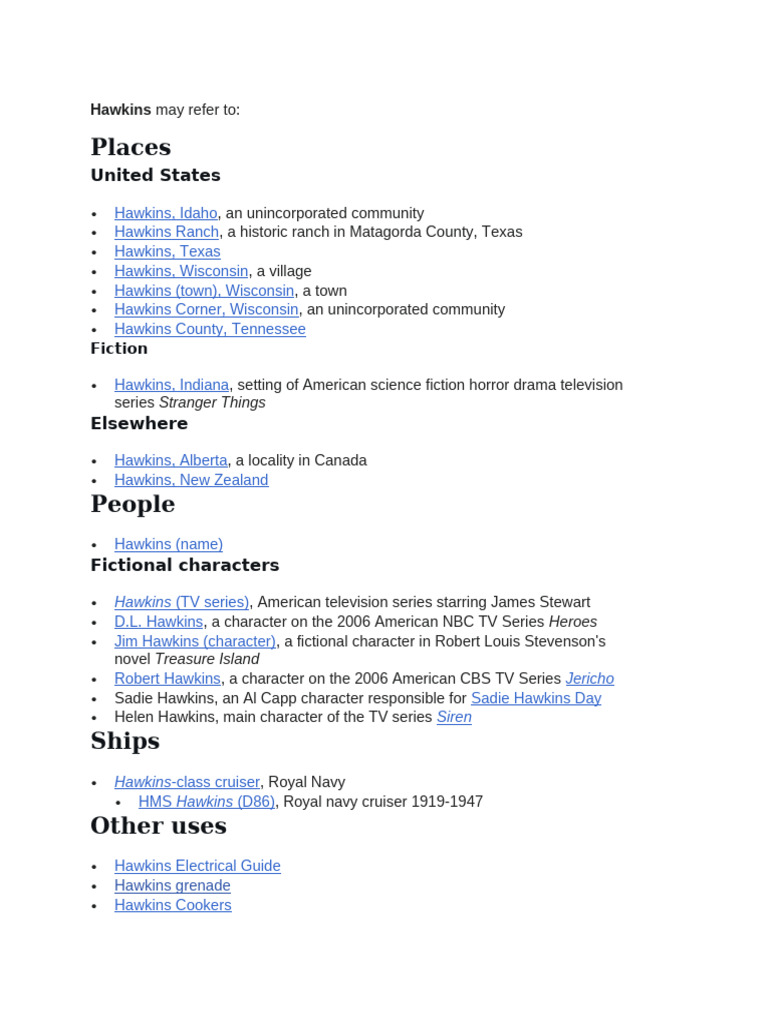 Overview of Hawkins Locations and References | PDF