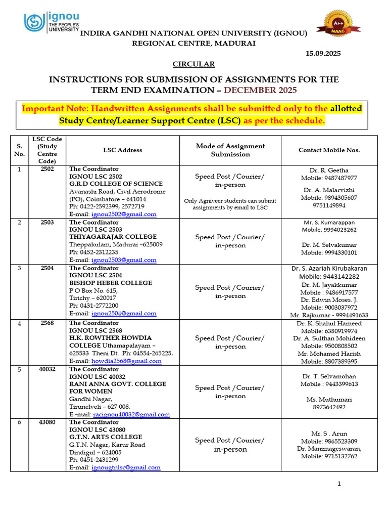 IGNOU Assignment Submission Guide 2025 | PDF