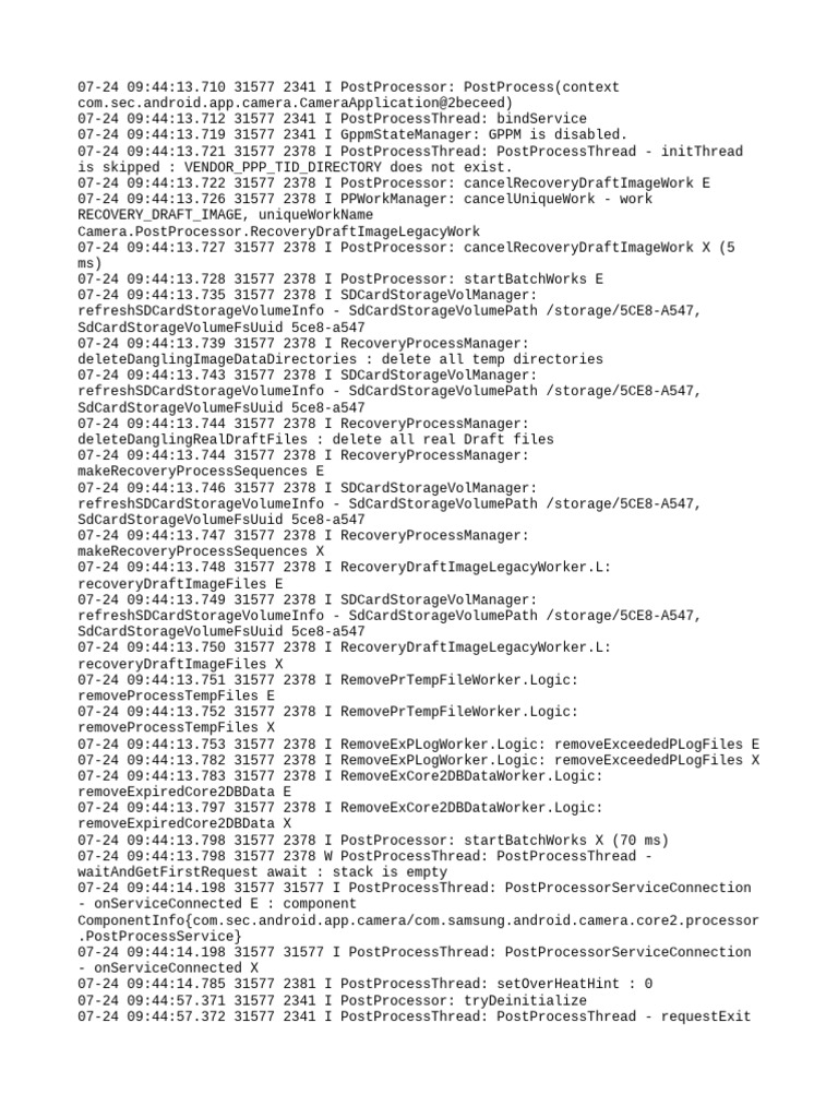 Camera Post-Processing Log Analysis | PDF | Computing | Operating ...
