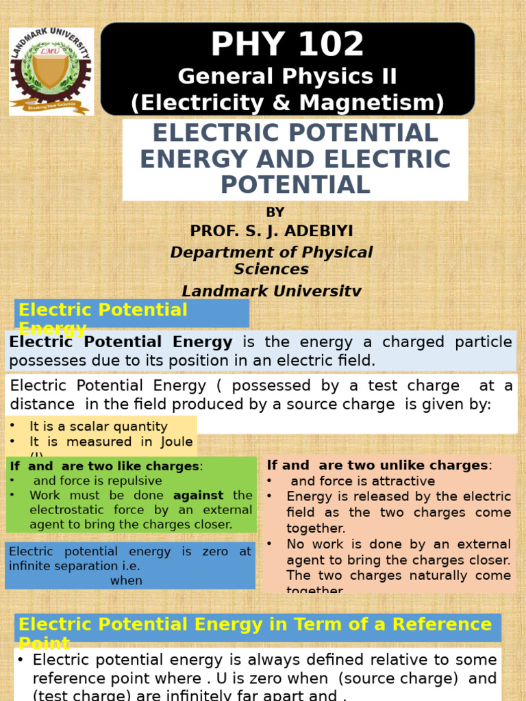 Electric Potential Energy and Electric Potential | PDF | Electric Field ...