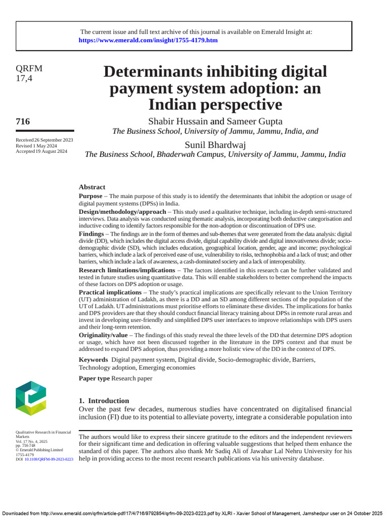 Barriers to Digital Payment Adoption in India | PDF | Information And ...