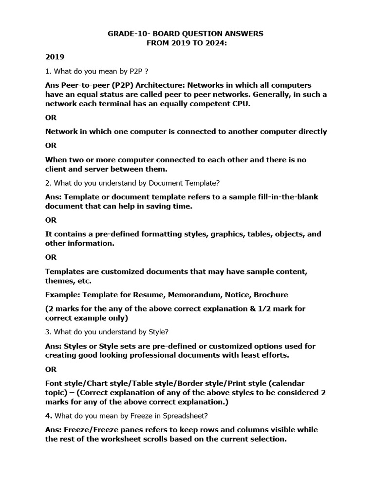 GR 10 IT Board Sample Paper QNA | PDF | Relational Database | Databases