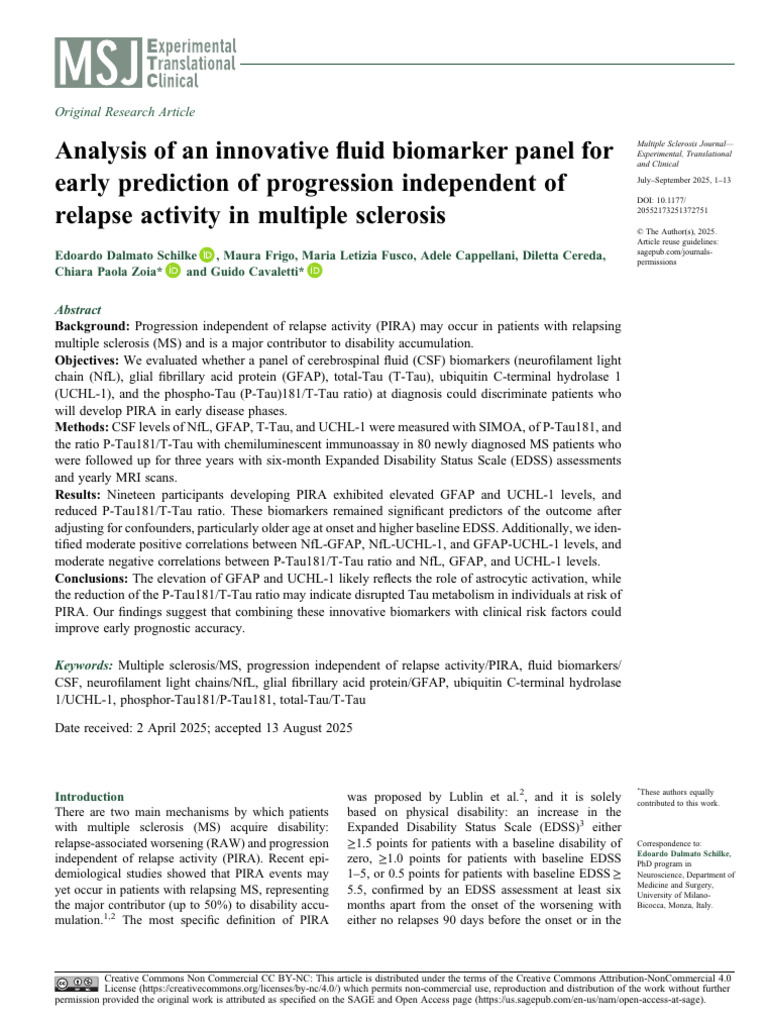 Prognostic Biomarkers For Progression Independent of Relapse Activity ...