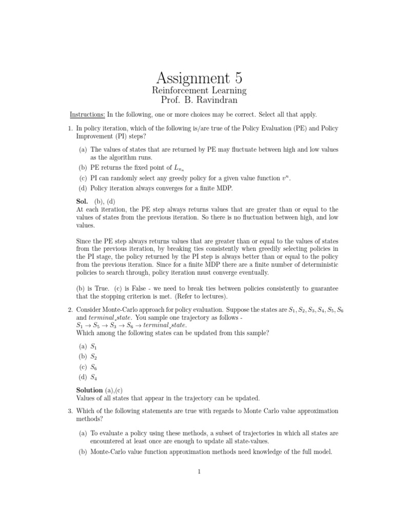 Reinforcement Learning Assignment Insights | PDF | Monte Carlo Method ...