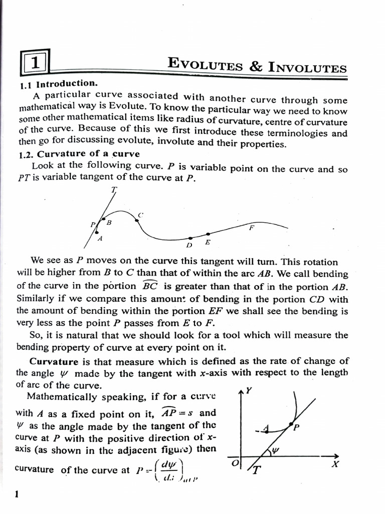 Understanding Evolutes and Involutes | PDF | Curvature | Tangent