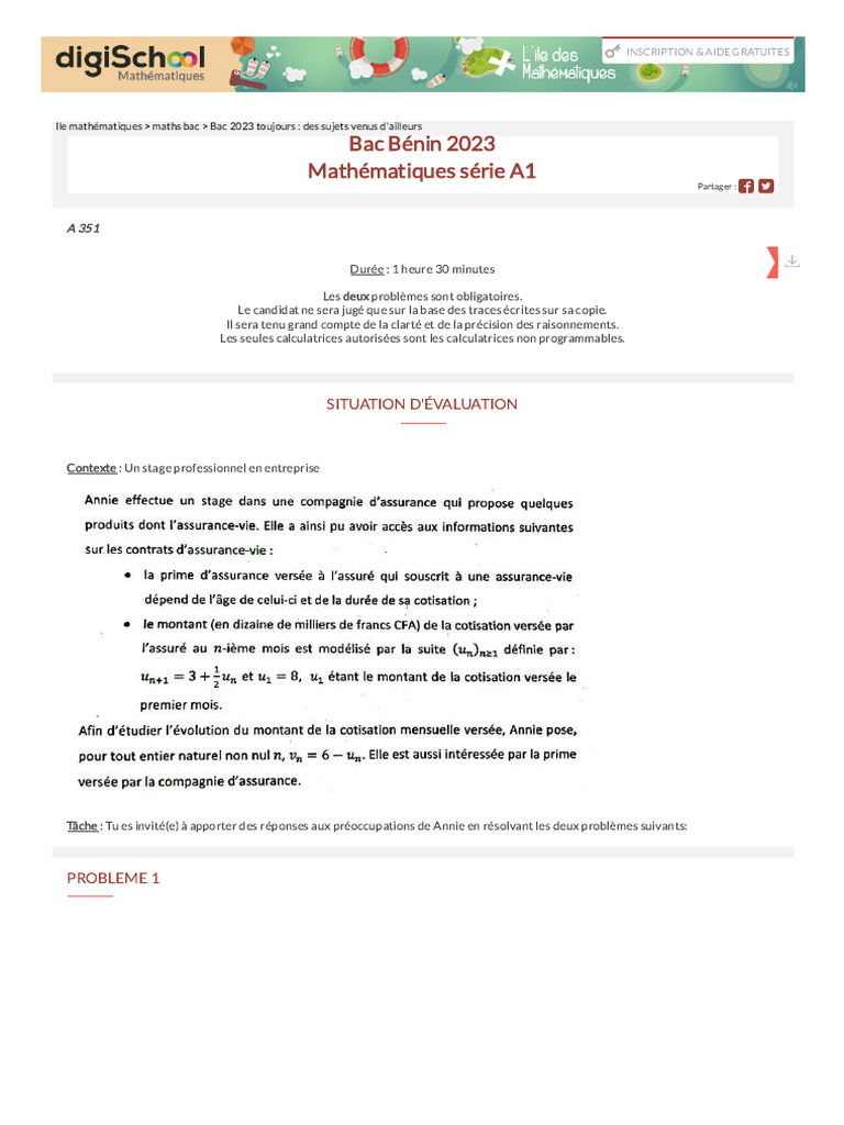 Correction Bac Mathématiques 2023 | PDF | Équations | Fonction ...