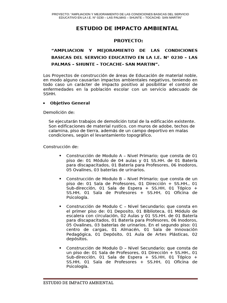 Estudio de Impacto Ambiental | PDF | Entorno natural | Infraestructura
