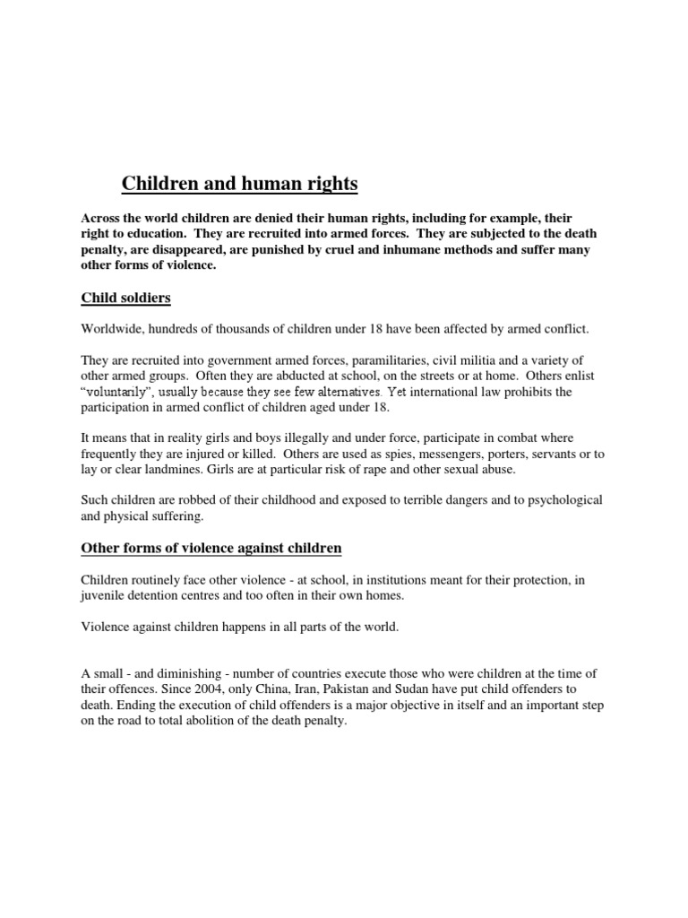Children's Human Rights Violations | PDF