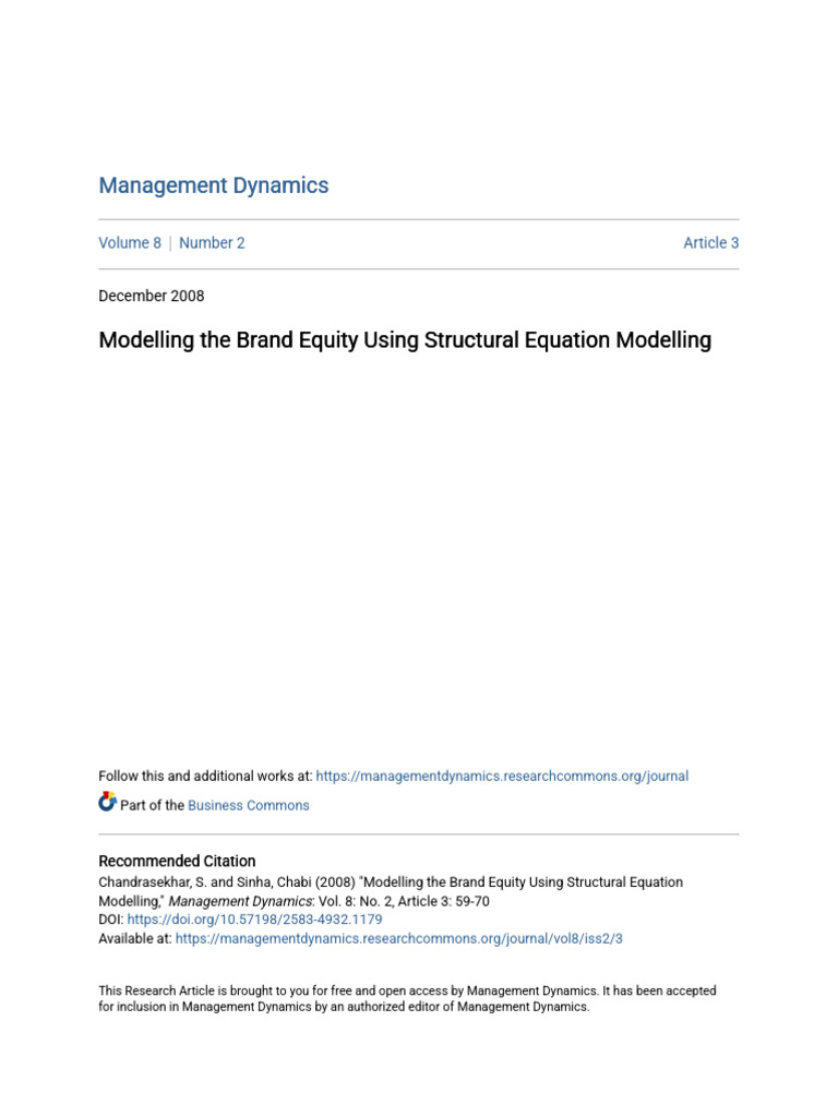 Brand Equity Modeling with SEM Techniques | PDF | Structural Equation ...
